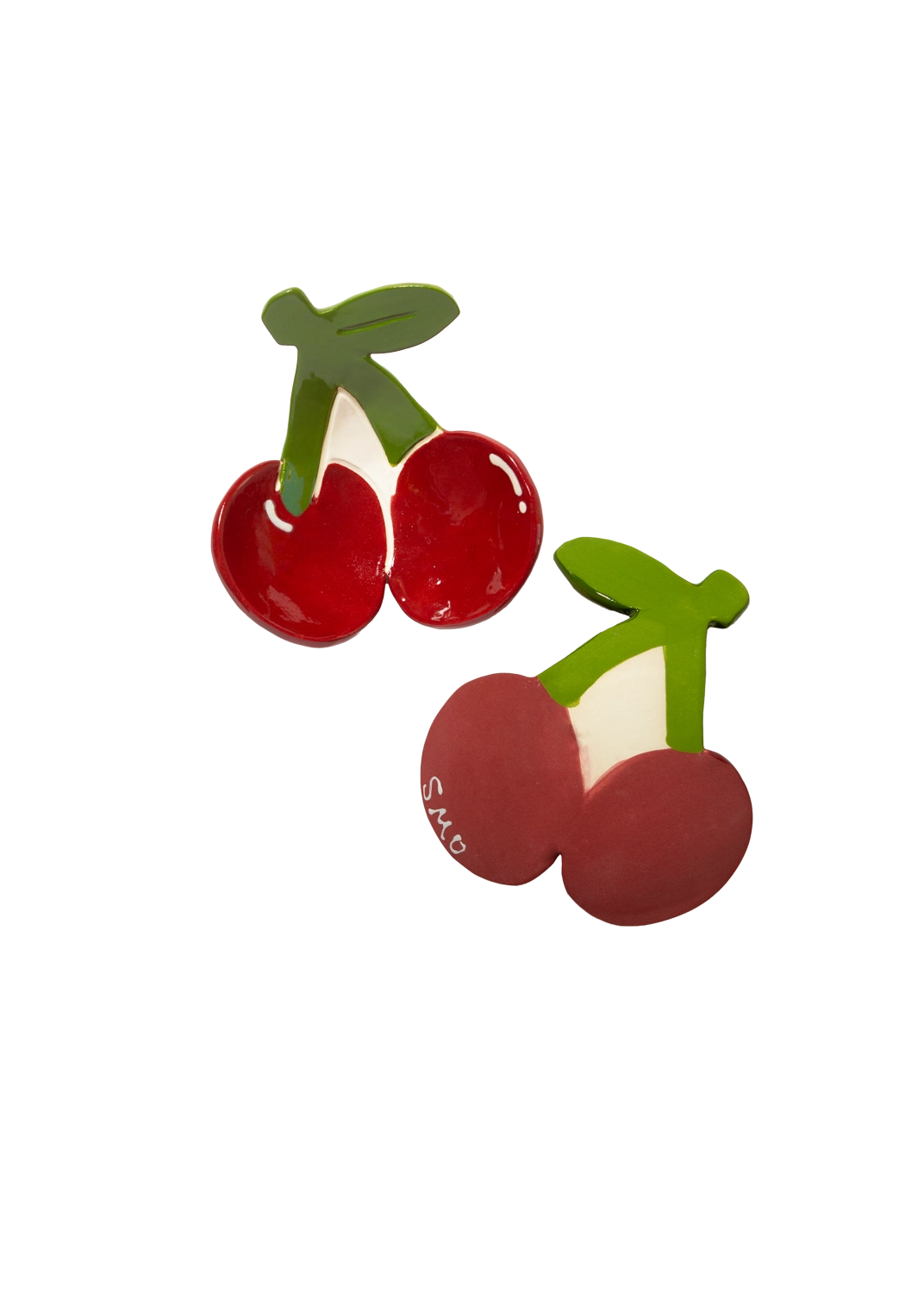 Cherry Ceramic Trinket Dish – Handmade Fruit Dorm Desk Tray & Spoon Rest