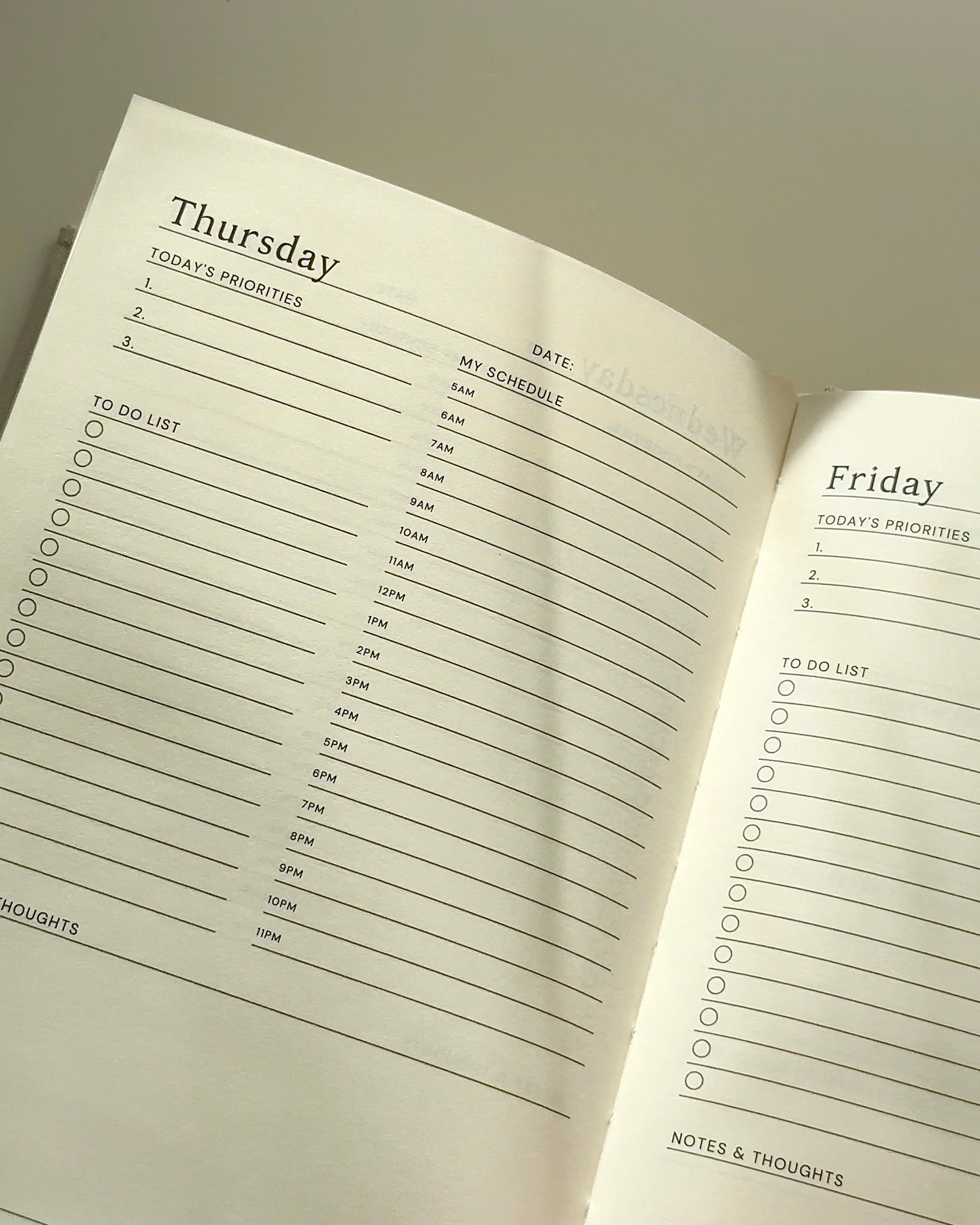 Undated Daily Planner – Beige Linen Hardcover for Back-to-School Reset, Intentional Living & Self-Growth