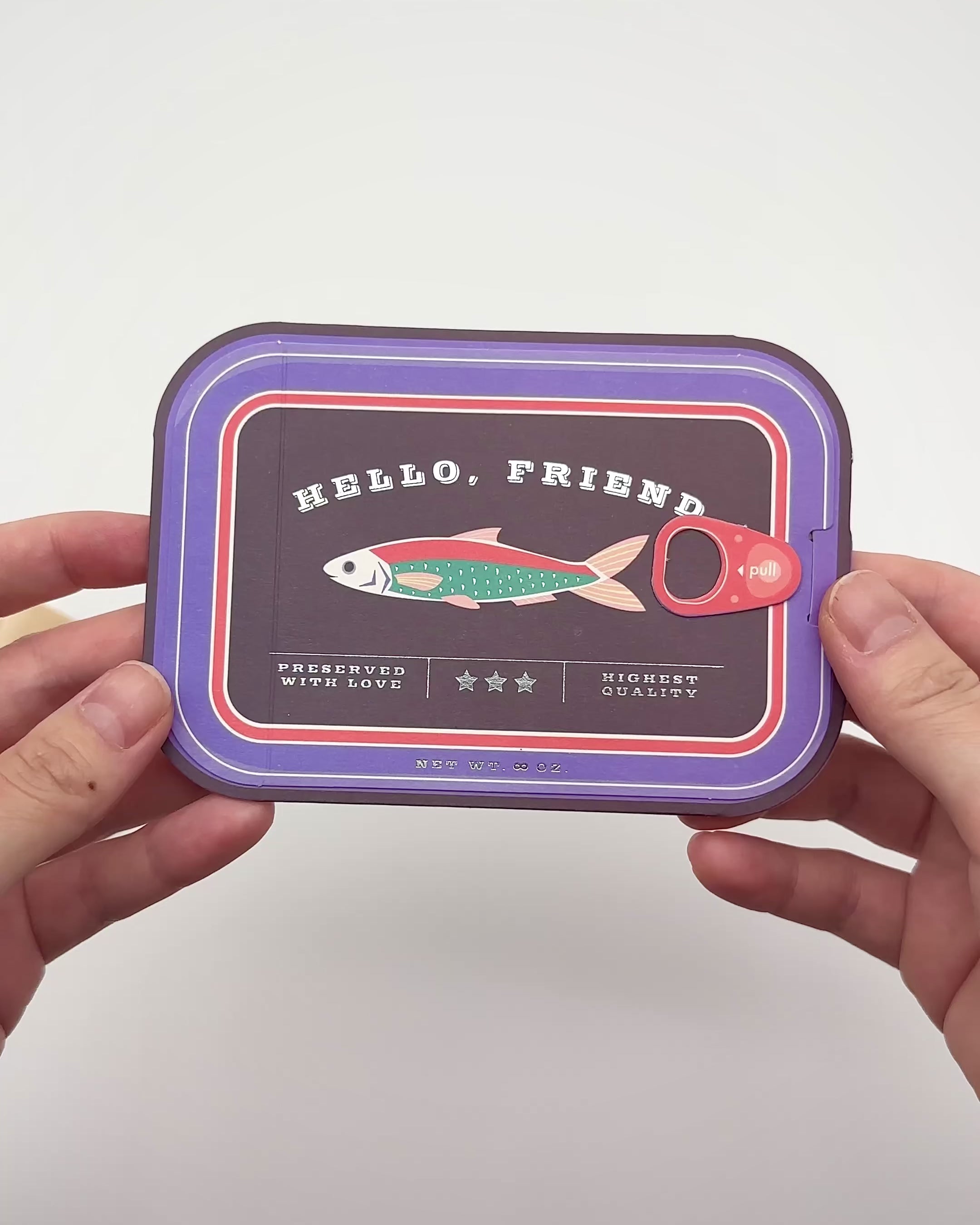 Sardine Tin Pop-Up Card – "Glad We’re Tight" Friendship Greeting Card