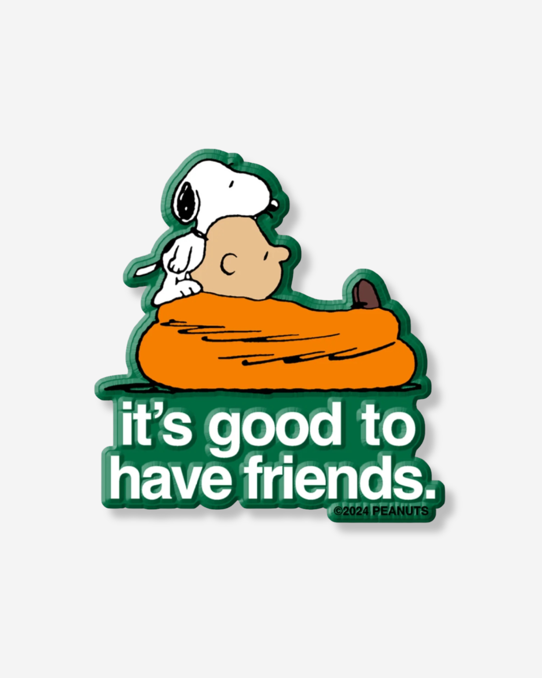 Snoopy and Charlie Brown friendship quote magnet “it's good to have friends” isolated product photo.