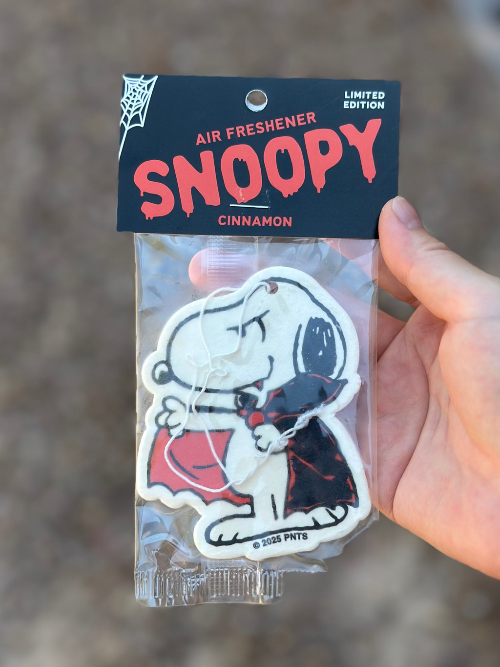 limited edition Snoopy cinnamon air fresheners with a playful vampire design—perfect for Halloween car decor, spooky season gifts, or Peanuts collectors.