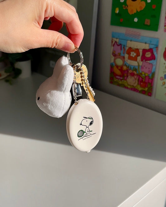 Sporty Snoopy keychain gift pouch for coins or earbuds