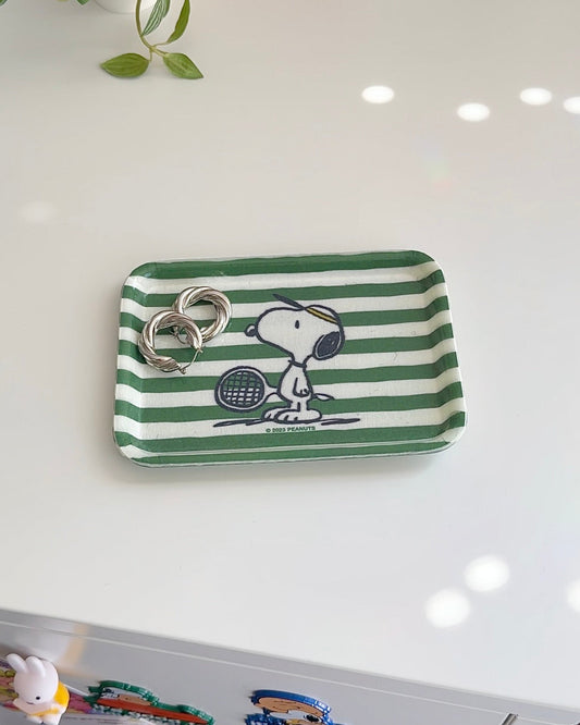 Snoopy tennis striped catchall tray – top view
