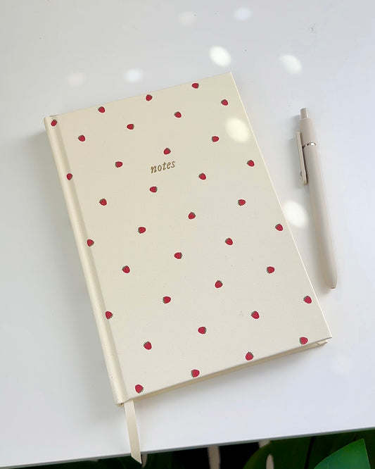 Strawberry linen hardcover journal for journaling and self-care