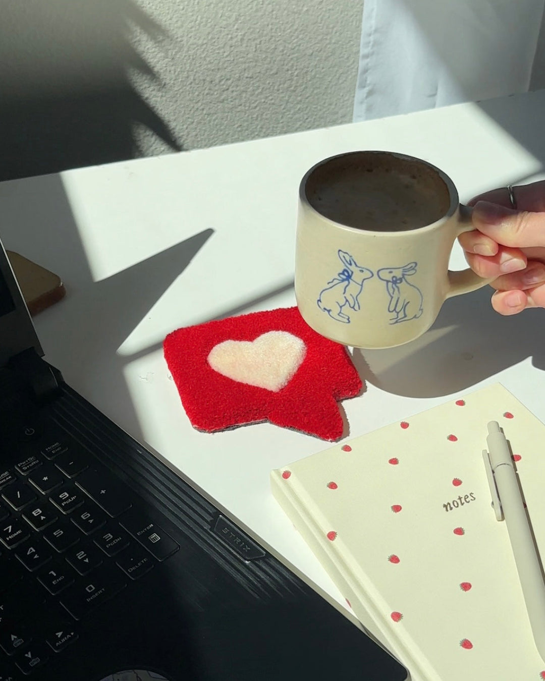 Tufted Heart Mug Rug | Handmade Plush Coaster & Jewelry Mat