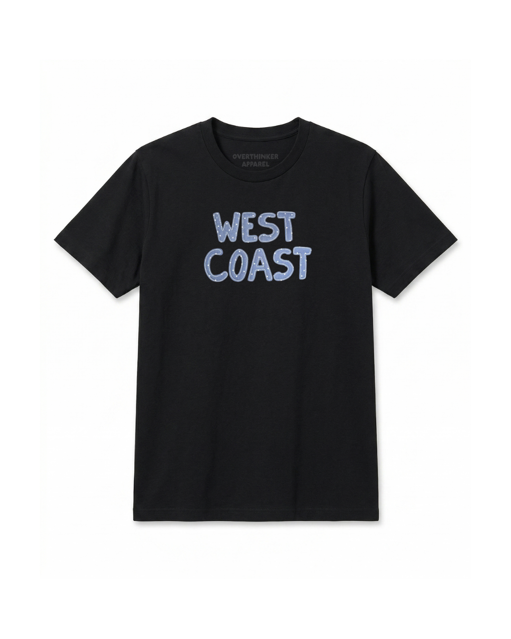 black west coast graphic t shirt oversized fit casual everyday outfit coastal style relaxed streetwear look