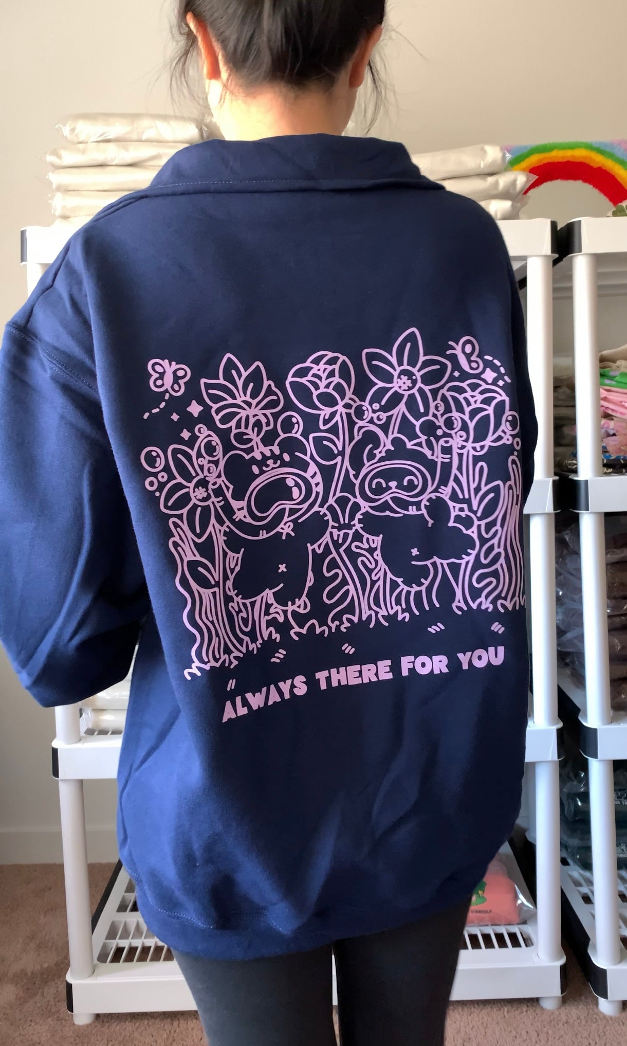 Always There for You Graphic Quarter-Zip – Navy