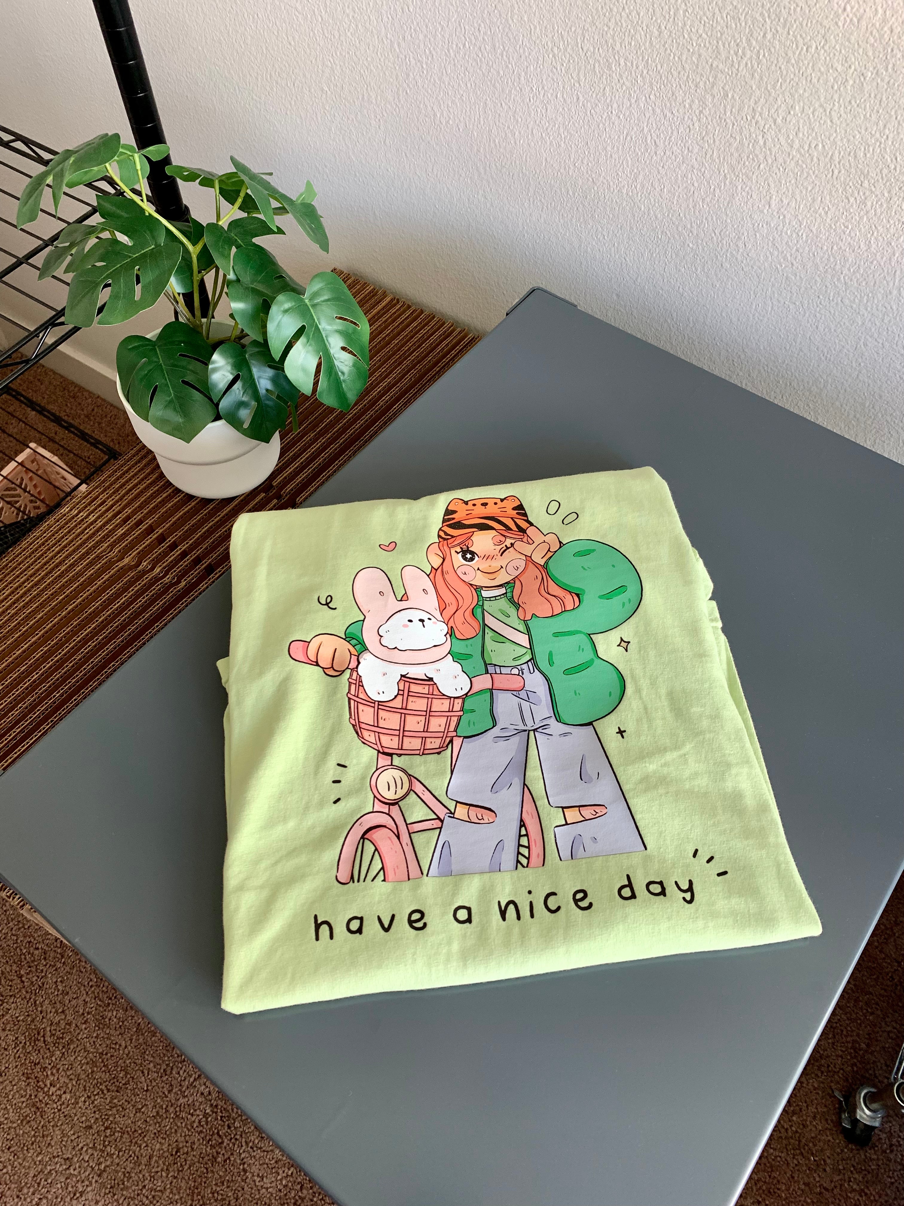 Have a Nice Day Graphic Tee – Pastel Green