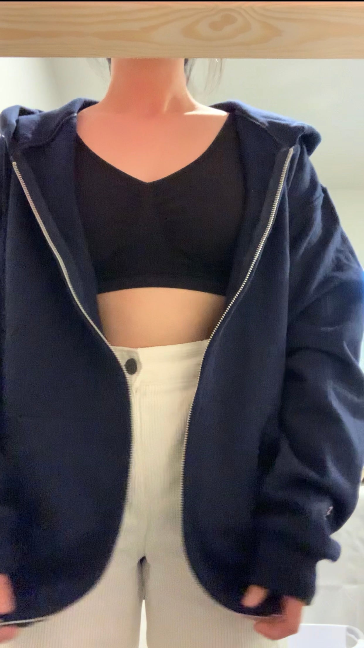 Someone Feels Better Because You Exist Zip-Up Hoodie | Navy Affirmation Jacket with Heart Detail
