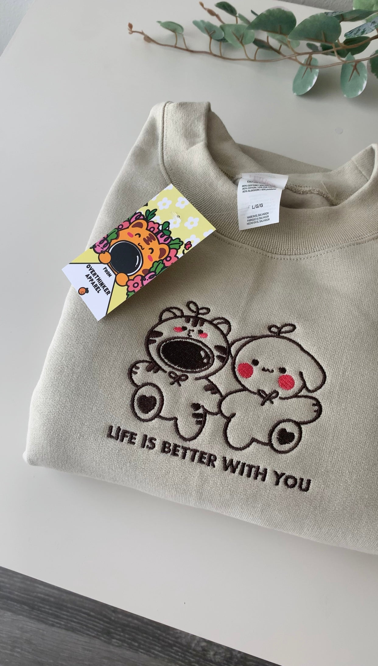 Life Is Better With You Embroidered Oversized Sweatshirt